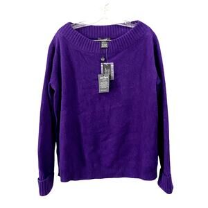 NWT Lord & Taylor Purple 100% Cashmere Pullover Sweater Size M